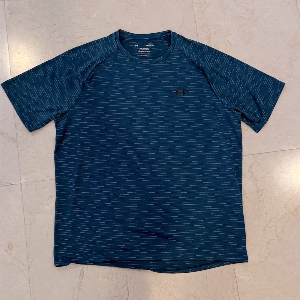 Under Armour Boys Navy Patterned Short Sleeve Tee